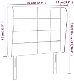 Cabeceira de cama c/ abas tecido 83x23x118/128cm cinzento-claro