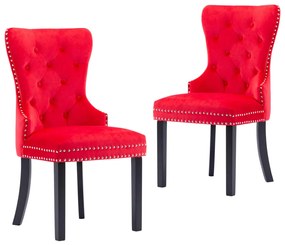 vidaXL Cadeiras de jantar 2 pcs veludo vermelho