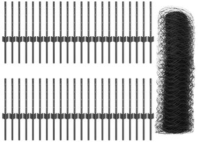 Postes para Cerca vidaXL 11 pcs U-Channel Cinza 40 cm Aço