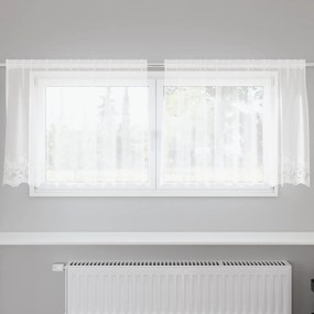 Cortina de Renda com cortinas Floral Branco 200 x 80 cm Poliéster