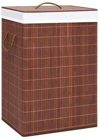 Cesto para roupa suja c/ 2 secções 72 L bambu castanho