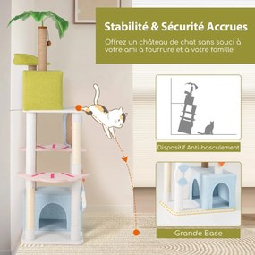 Casa de vime dobrável para gatos, 2 andares, vime, gatinho, condomínio, móveis para animais de estimação, mesa lateral, marrom