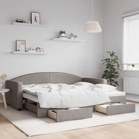 Sofá-cama c/ gavetão/gavetas 90x200 cm tecido cinza-acastanhado