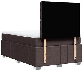 Cama boxspring com colchão 120x190 cm tecido castanho-escuro