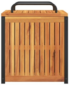 Caixa p/ almofadões de exterior 45x45x45/53cm acácia maciça/aço