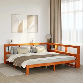 vidaXL Cama com estante sem colchão 180x200 cm pinho maciço