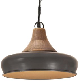 vidaXL Candeeiro teto industrial 26cm E27 ferro cinza e madeira maciça