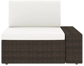 5 pcs conjunto lounge para jardim vime PE castanho
