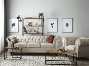 Sofá de 3 lugares em tecido creme CHESTERFIELD BIG Beliani
