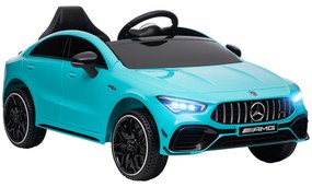 Carro Elétrico para Crianças Carro Mercedes AMG CLA 45 com Bateria 12V  Faróis LED Buzina e Música 110x61x45 cm Azul Turquesa