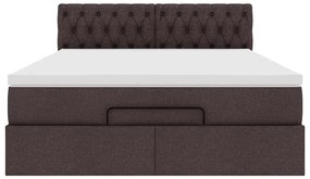 Cama otomana com colchão 140x190 cm tecido castanho escuro