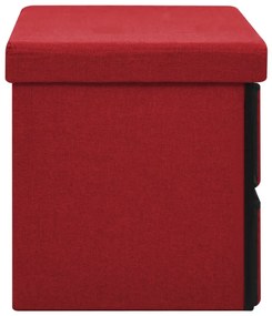 Banco arrumação dobrável 76x38x38 cm linho falso vermelho-tinto