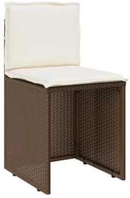 3 pcs conjunto bistrô com almofadões vime PE castanho