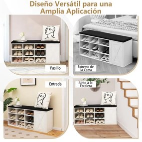 Banco sapateira para Sapatos 110,5 x 30 x 49 cm de 3 Níveis com Almofada Acolchoada Removível Branco