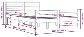 Estrutura de cama 120x200 cm madeira maciça castanho mel