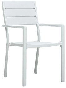 Cadeiras jardim 4 pcs PEAD aspeto madeira branco