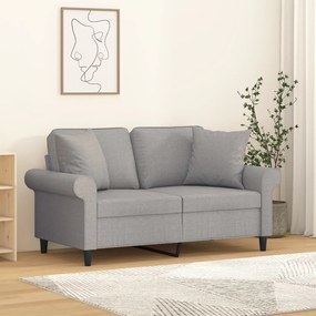 vidaXL Sofá 2 lugares c/ almofadas/almofadões 120cm tecido cinza-claro
