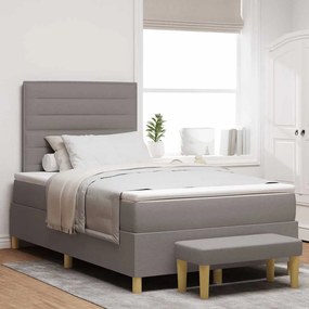 vidaXL Cama Box com Colchão e Banco Taupe 120x200 cm Tecido