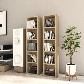 vidaXL Armários CD 2 pcs 21x16x93,5 cm contraplacado carvalho sonoma