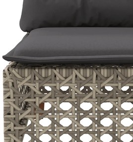 10 pcs conjunto sofás de jardim c/ almofadões vime PE cinzento