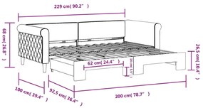 Sofá-cama com gavetão 90x200 cm veludo cinzento-claro