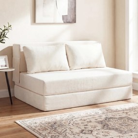 Sofá-cama futon dobrável grande 3 em 1 com 2 almofadas, tecido de chenille , para sala, quarto ou escritório Bege