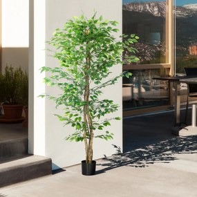 Planta Figueira Artificial com Tronco Realista 180 cm  Vaso e 1260 Folhas Decoração para Casa Verde