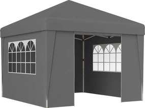 Outsunny Tenda de jardim dobrável 3 x 3 x 2,75 m anti-UV 30 + com janelas + paredes laterais + saco de transporte cinzento escuro | Aosom Portugal
