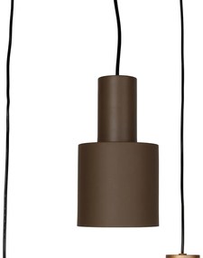 Candeeiro suspenso bronze com taupe e bege 6 luzes - Ans Moderno