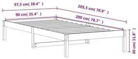 Sofá-cama 90x200 cm madeira de pinho maciça castanho cera