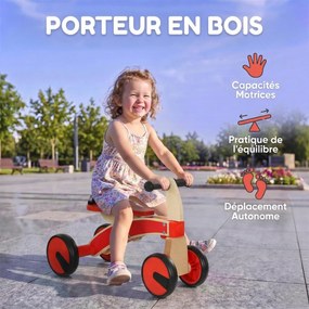 Carro de Passeio andarilho para Crianças, 52 x 33 x 38,5 cm, Rodas em EVA, Vermelho