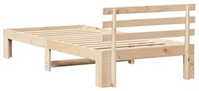 Estrutura de Cama de Madeira de Pinho Natural Madeira 75 x 190 cm
