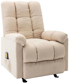 vidaXL Poltrona de massagens reclinável tecido cor creme