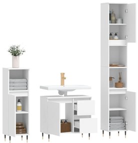 3 pcs conjunto móveis casa de banho derivados de madeira branco