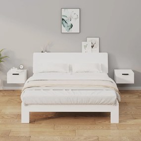 vidaXL Mesas de cabeceira parede 2 pcs 34x30x20 cm branco brilhante