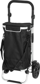 Carrinho de compras dobrável de 40 L, carrinho de compras portátil com Rodas e pega telescópica, 45,5 x 35,5 x 97 cm, preto