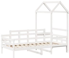 Sofá-cama com telhado 80x200 cm madeira de pinho maciça branco