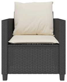 3 pcs conjunto de bistrô com almofadões vime PE preto