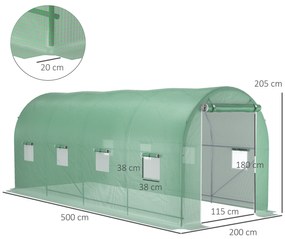 Estufa de Jardim Tipo Túnel – 500x200x205 cm – Estrutura de Aço Galvan