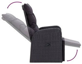7 pcs conjunto de jantar para jardim com almofadões preto