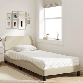 Cama com colchão 90x190 cm tecido cor creme