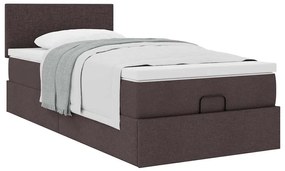Estrutura cama otomana colchão 90x190 cm tecido castanho escuro