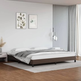 Estrutura de cama 200x200cm couro artificial castanho