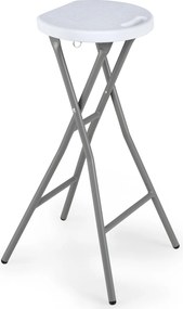 Banco alto multifuncional, bar Pesca Dobrável, 30 x 26,5 x 70 cm, Estrutura Metálica Reforçada, Branco