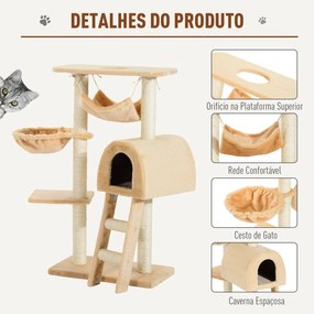 PawHut Árvore para Gatos Raspador com Plataforma Casinha Escada Veludo