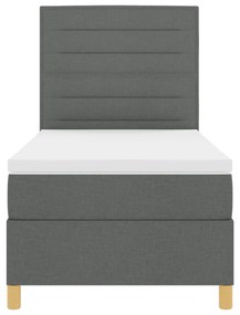 Cama Box Spring com Colchão Cinza Escuro Solteiro Tecido