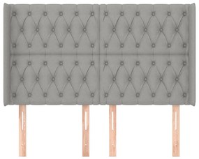 Cabeceira cama c/ abas tecido 147x16x118/128 cm cinzento-claro