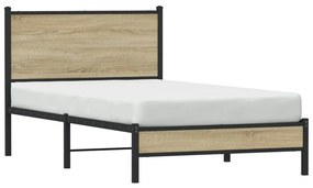 Estrutura de cama sem colchão 100x200 cm metal carvalho sonoma