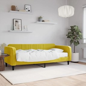 3197044 vidaXL Sofá-cama com colchão 90x200 cm veludo amarelo