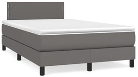Cama boxspring com colchão 120x190 cm couro artificial cinzento